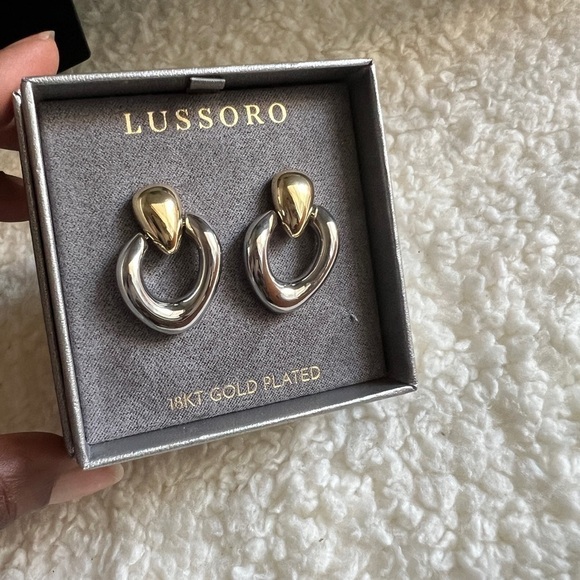 lussoro Jewelry - Lusoro 14k gold plated gold and silver Hoop Earrings